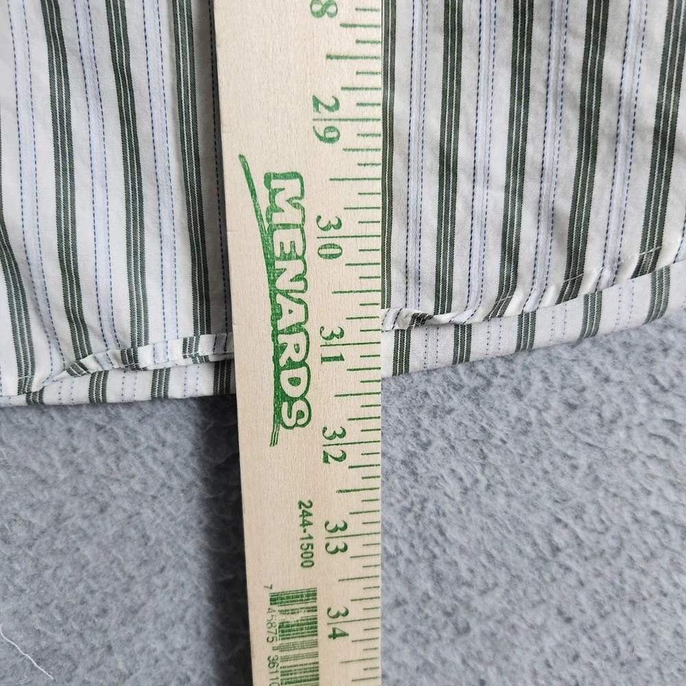 Banana Republic Dress Shirt Mens XL 17-17.5 White Green Striped Fitted Button Up